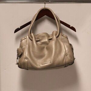Cole Haan Taupe Grey Pebbled Leather Shoulder Bag with Slouchy Silhouette